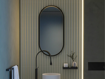 FUTON W - OLED oval framed aluminium mirror by Intra lighting - view 2